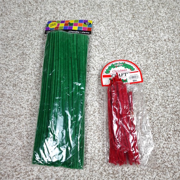 Other - Green and Red Chenille Stems Pipe Cleaners Holiday Craft Supplies 100pc 12in 6in